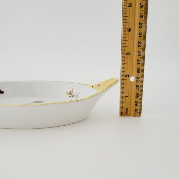 Royal Worcester Strawberry Fair Gold Trim Oval Baking Dish, Size 8, Butterfly - Picture 9 of 14
